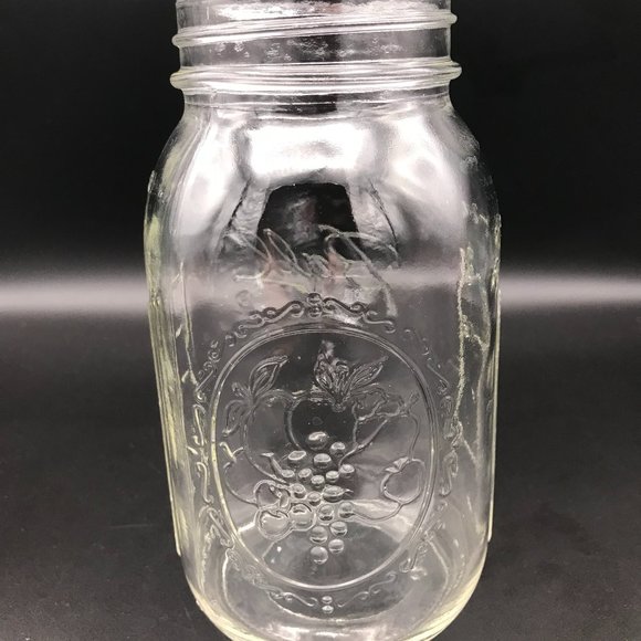 Ball Wide Mouth Glass Mason Jar 800ml/27oz No Lid 6 3/4" Fruit Design Mason Jar - Picture 3 of 11